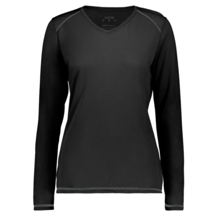 Women's Super Soft-Spun Poly Long Sleeve V-Neck T-Shirt Thumbnail
