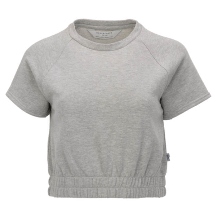 Women's French Terry Short Sleeve Cropped Crewneck Sweatshirt Thumbnail