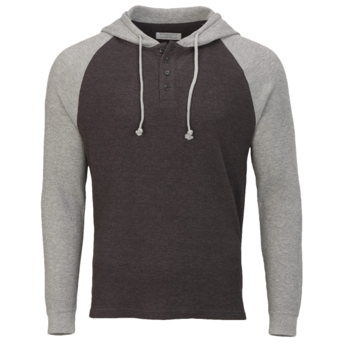 Unisex Waffle Knit Pullover Hooded Long Sleeve T-Shirt Thumbnail