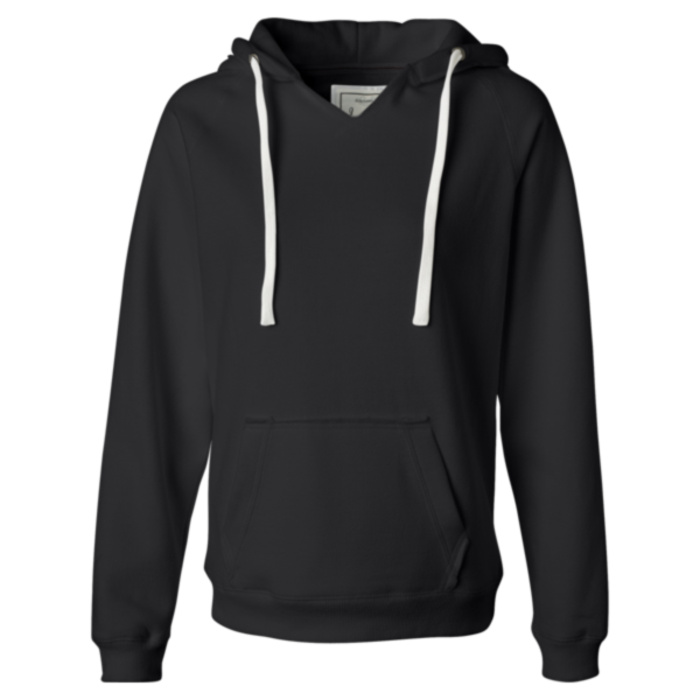 Women's Sueded V-Neck Hooded Sweatshirt Thumbnail