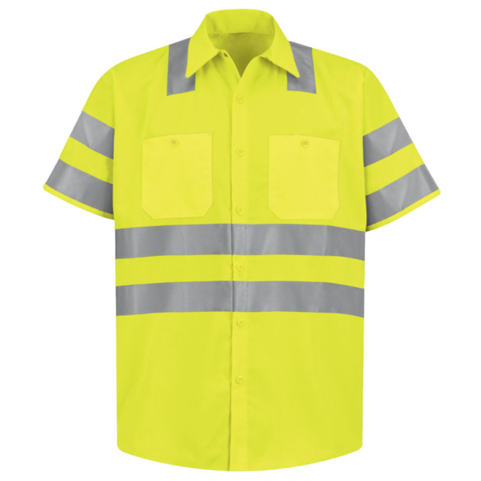 Men's Tall High Visibility Safety Short Sleeve Work Shirt Thumbnail