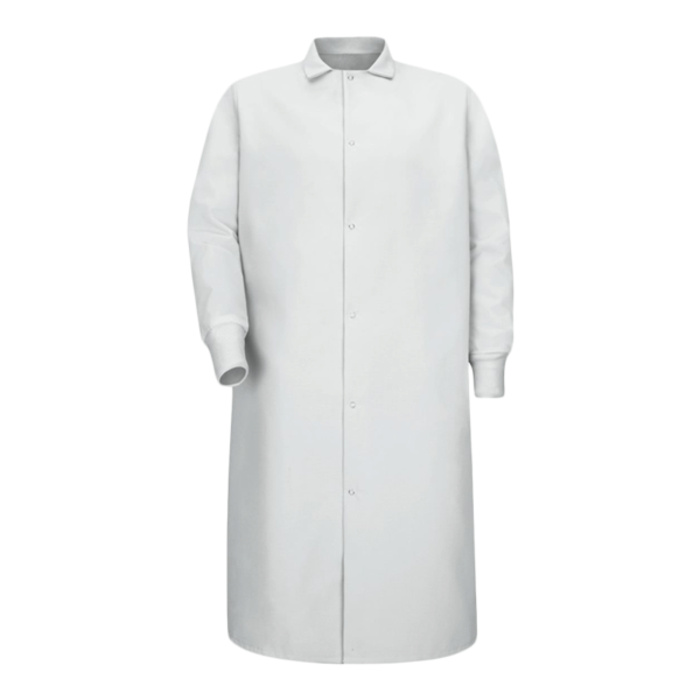 Unisex Gripper-Front Pocketless Butcher Coat With Knit Cuffs Thumbnail