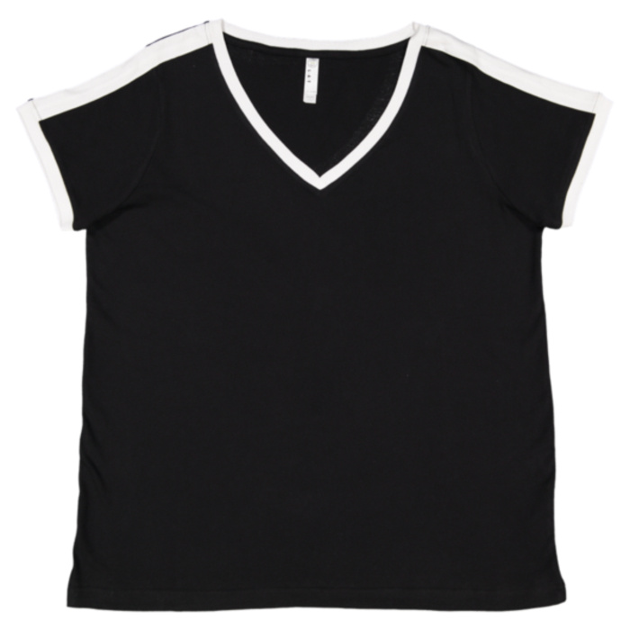 Women's Curvy Retro Ringer Premium Jersey V-Neck Tee Thumbnail