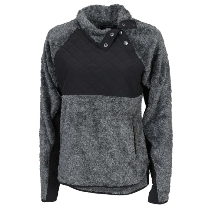 Women's Quilted Fuzzy Fleece Snap Placket Pullover Thumbnail