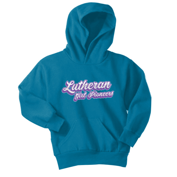 Purple  Script - LGP Youth Core Fleece Pullover Hooded Sweatshirt Thumbnail