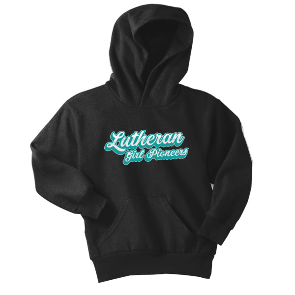 Teal Script  - LGP Youth Core Fleece Pullover Hooded Sweatshirt Thumbnail