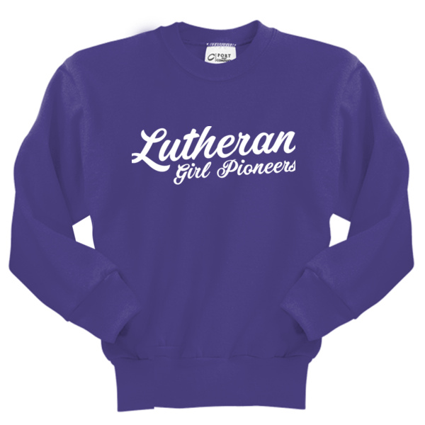 White  Script  -LGP Youth Core Fleece Crewneck Sweatshirt Thumbnail