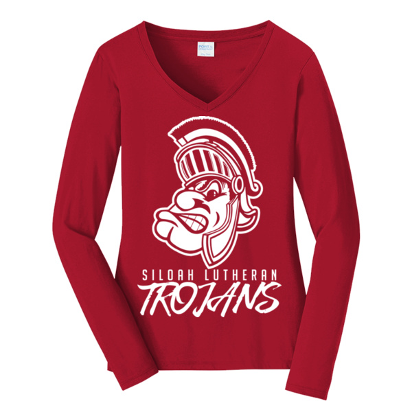 Trojan Roar - Women's Long Sleeve Fan Favorite V Neck Tee Thumbnail