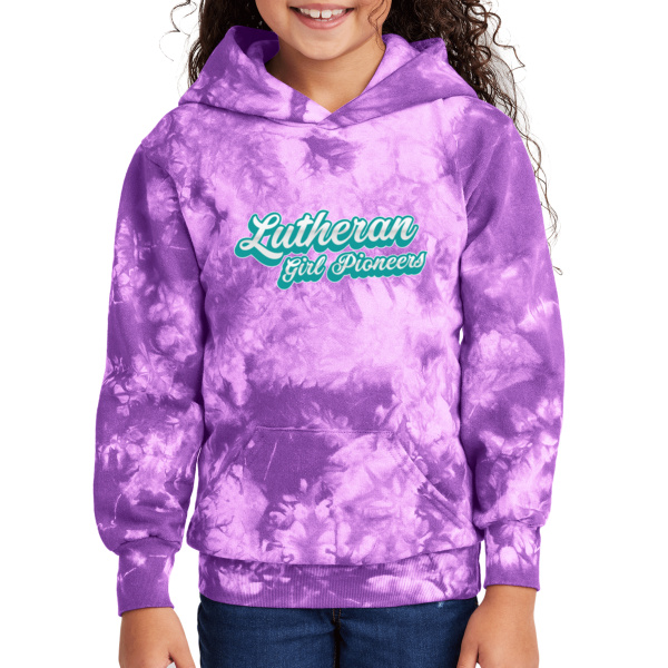 Teal Script- LGP - Youth Crystal Tie Dye Pullover Hoodie Thumbnail