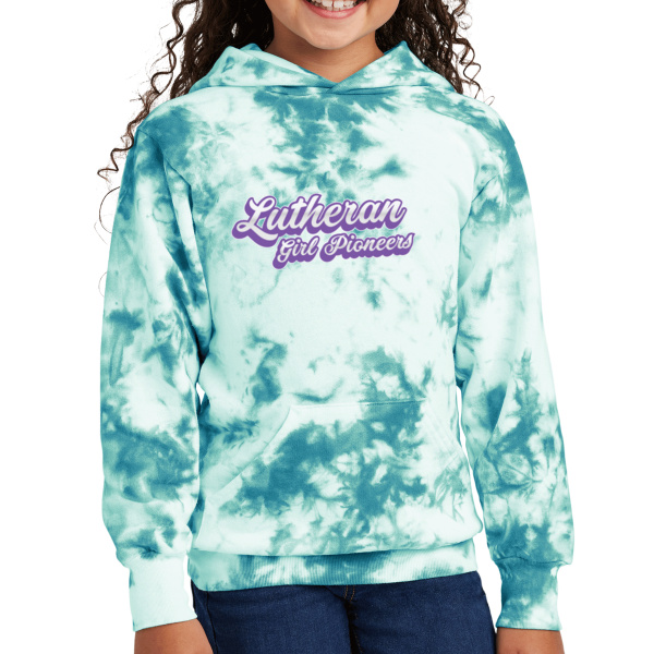 Purple Script- LGP - Youth Crystal Tie Dye Pullover Hoodie Thumbnail