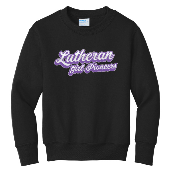 Purple Script - Youth Core Fleece Crewneck Sweatshirt Thumbnail